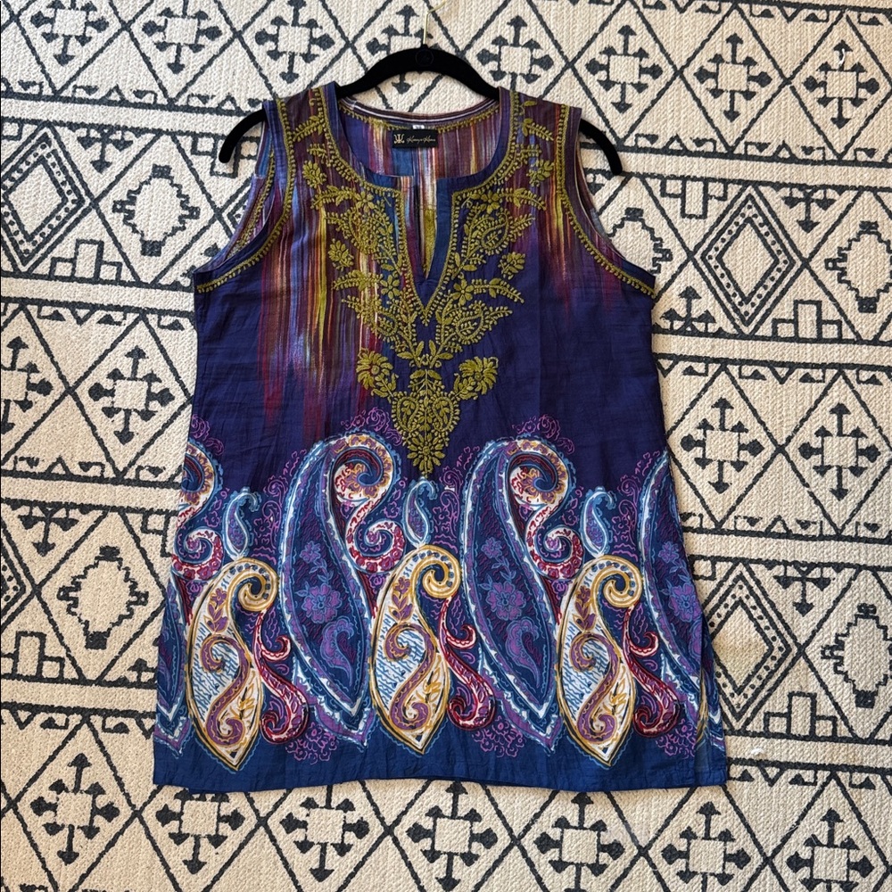 Colorful Embroidered Sleeveless Tunic